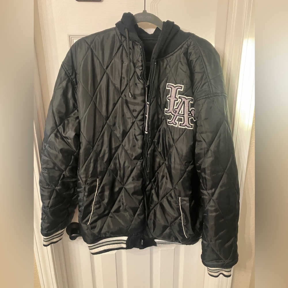 Reversible Vintage 90s Los Angeles puffer jacket / hoodie Large